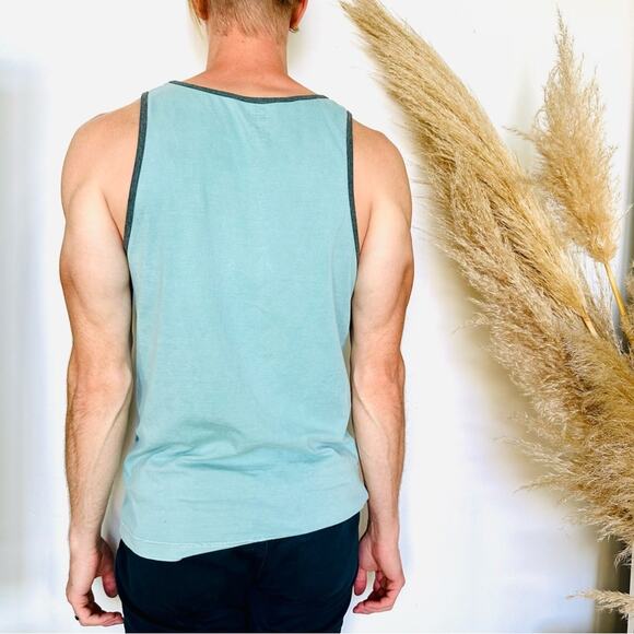 MENS SUN DIEGO Navy Blue Pink Aqua Grey Two Tone Sleeveless Tank Top Pocket S - Picture 13 of 16